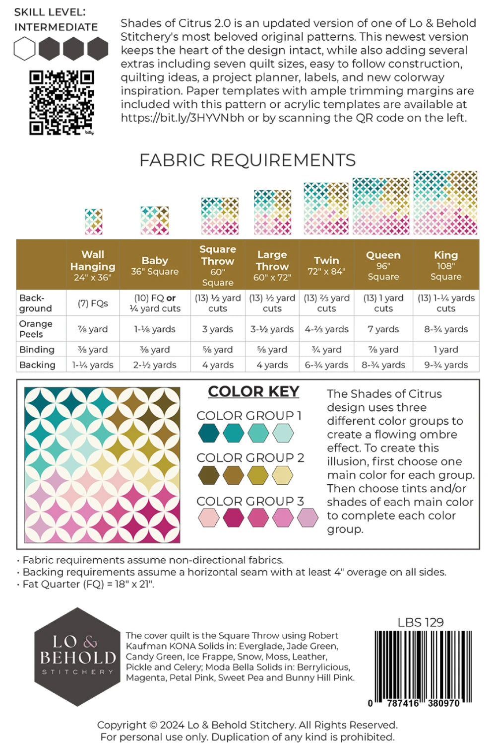 Shades of Citrus 2.0 Quilt Pattern by Lo & Behold Stitchery