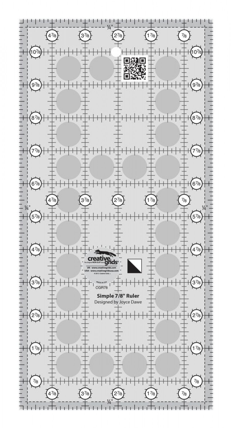 Simple 7/8 Triangle Maker Quilt Ruler CGR78