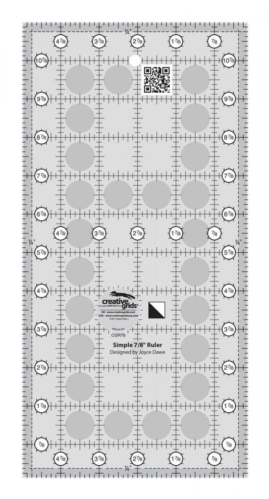 Simple 7/8 Triangle Maker Quilt Ruler CGR78