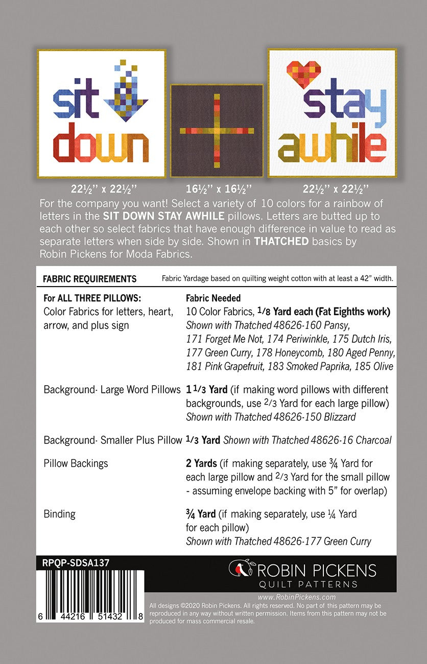 Sit Down Stay Awhile Pillow Covers by Robin Pickens