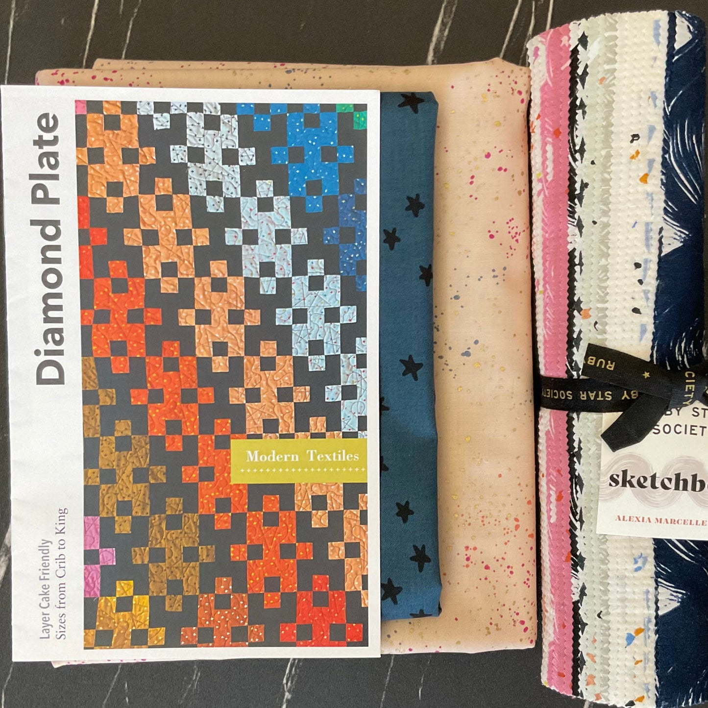 Diamond Plate Quilt Kit featuring Sketchbook by Alexia Abegg