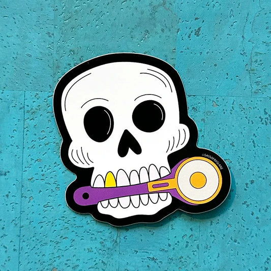 Skull & Rotary Cutter Sticker by Sassafras Lane
