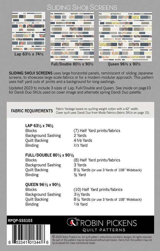 Sliding Shoji Screens Quilt Pattern by Robin Pickens