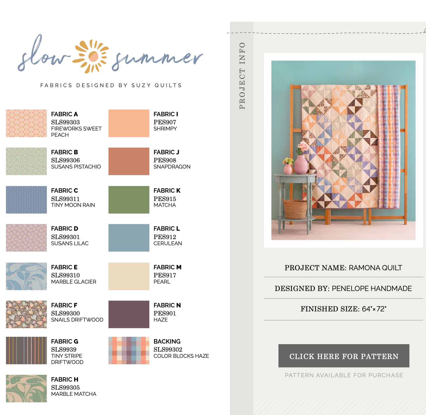 Slow Summer by Suzy Quilts : Ramona Quilt Kit