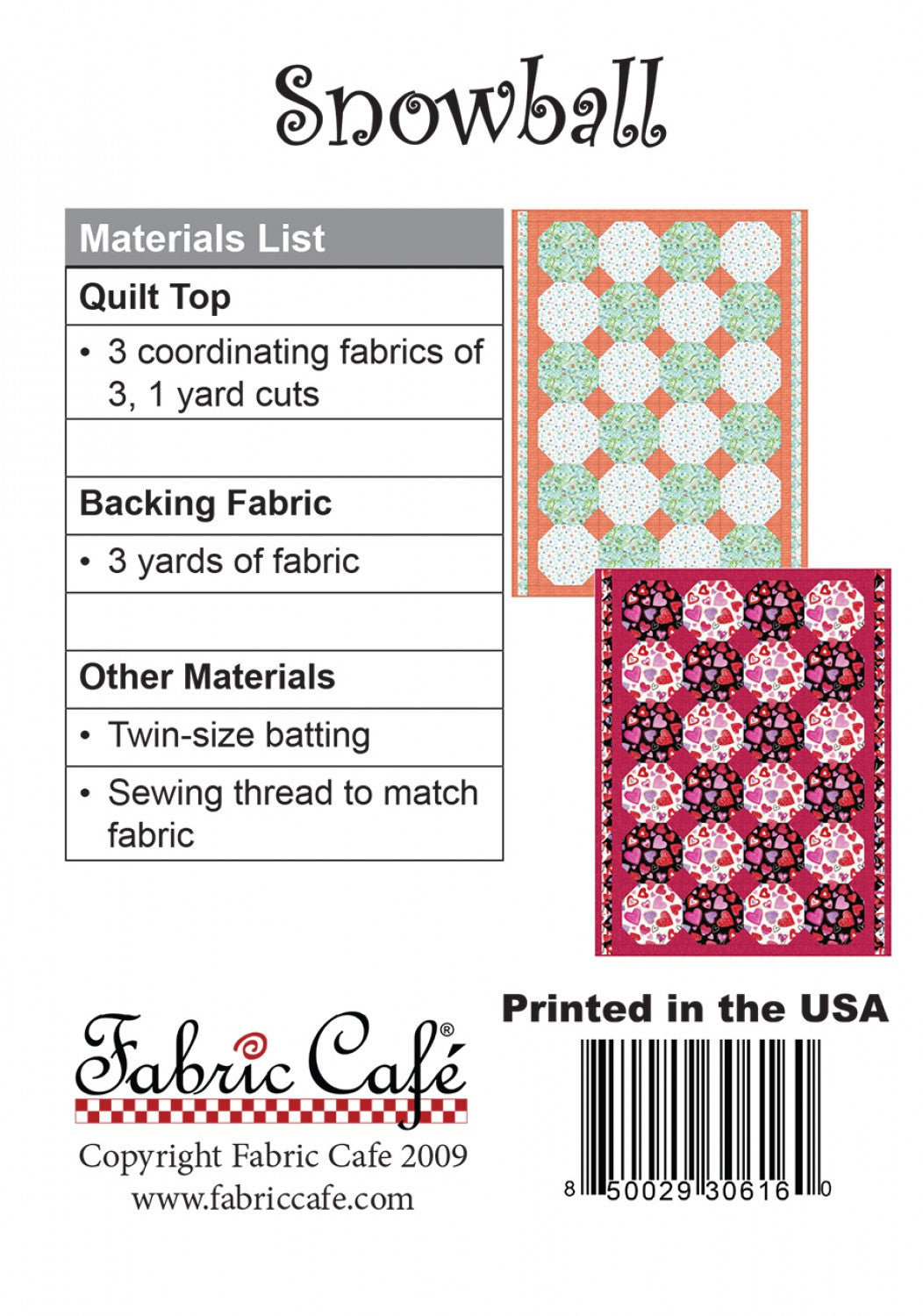 Snowball Quilt Pattern by Fabric Cafe