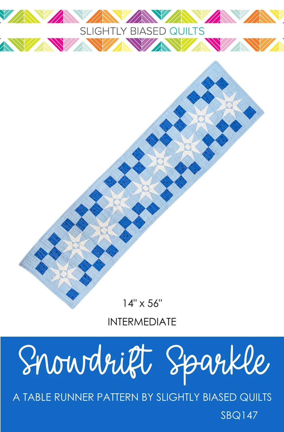 Snowdrift Sparkle Table Runner Pattern by Slightly Biased Quilts