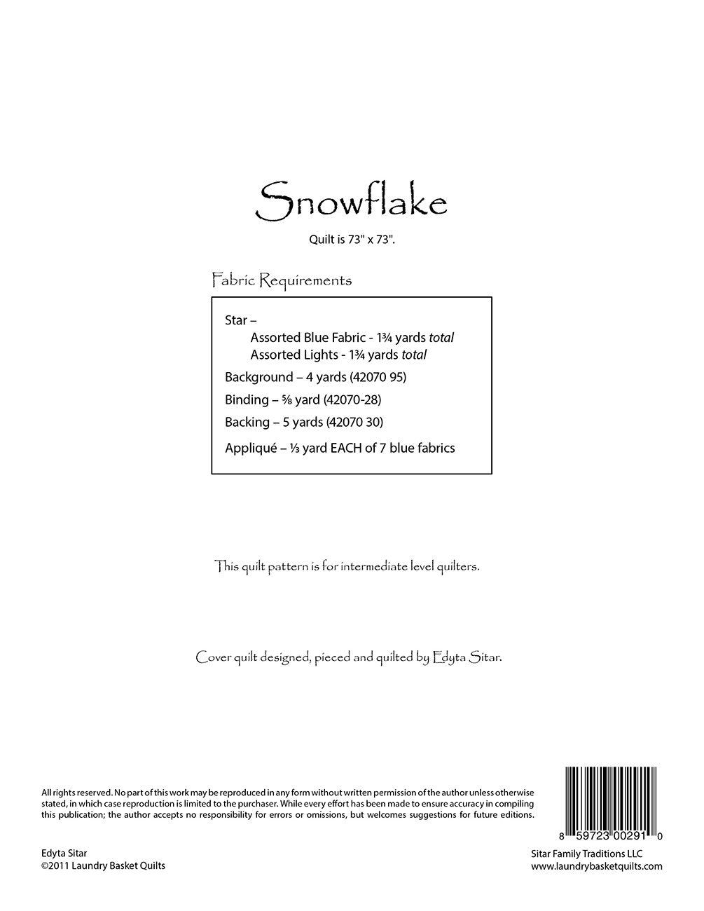 Snowflake # LBQ0291 - Special Order