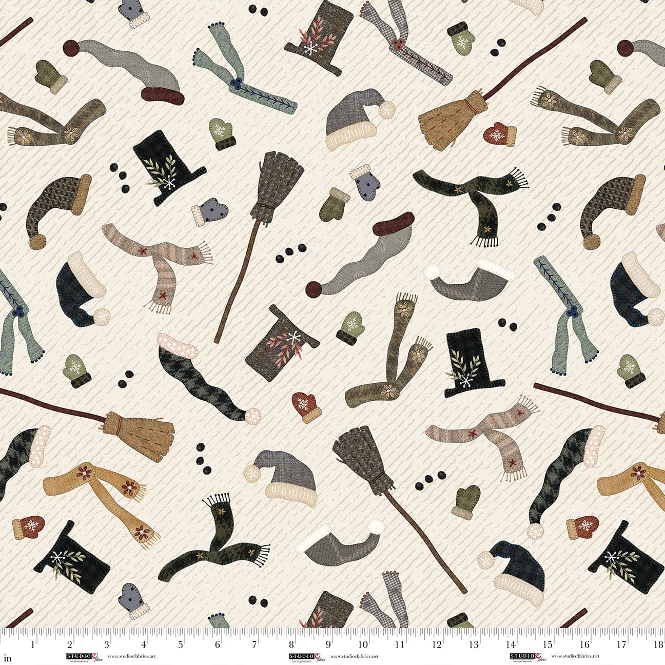 Snowy Days & Frosty Nights by Kathi Campbell : Snowman Accessories Cream 8460-14