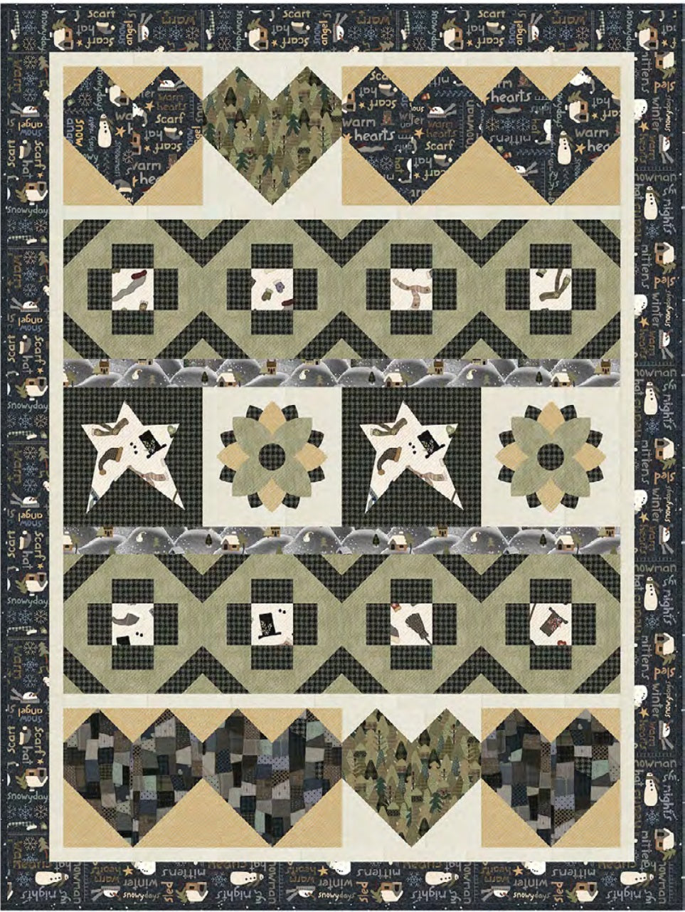 Snowy Days & Frosty Nights by Kathi Campbell : Winter Love Quilt Kit