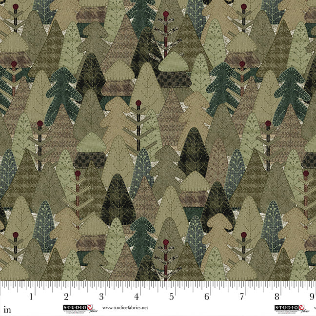 Snowy Days & Frosty Nights by Kathi Campbell : Woolen Forest Moss 8465-62