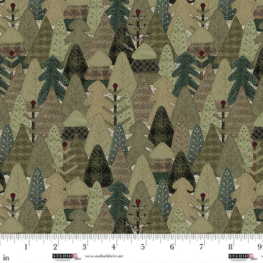 Snowy Days & Frosty Nights by Kathi Campbell : Woolen Forest Moss 8465-62