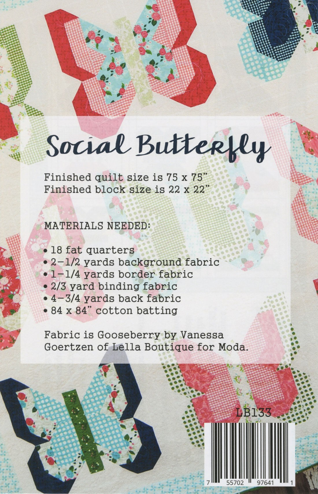 Social Butterfly Quilt Pattern by Lella Boutique