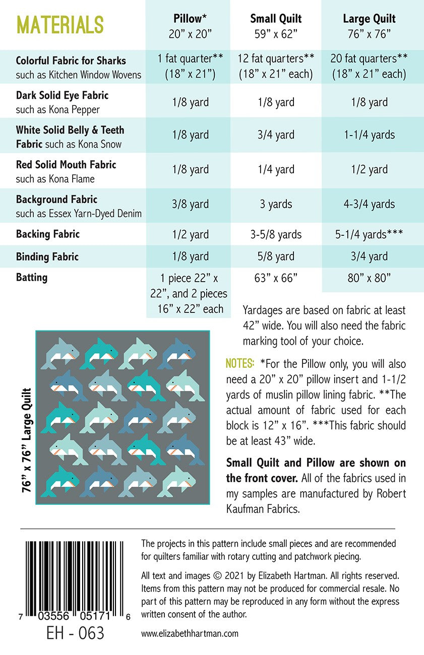 Social Sharks Quilt Pattern by Elizabeth Hartman