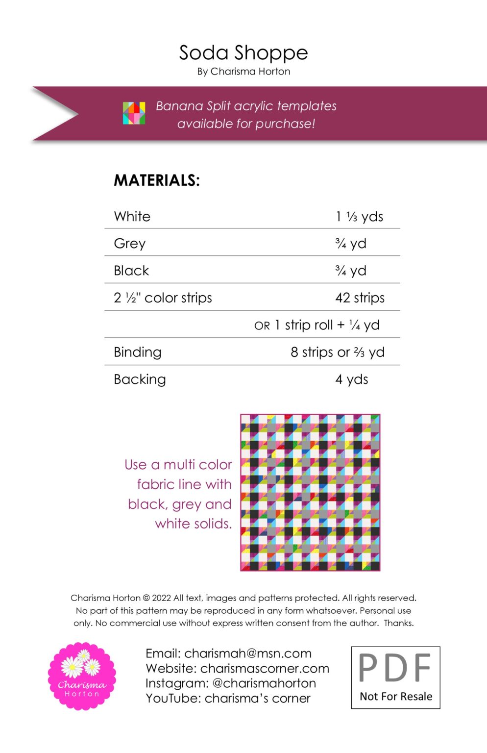 Soda Shoppe Quilt Pattern by Chrisma Horton