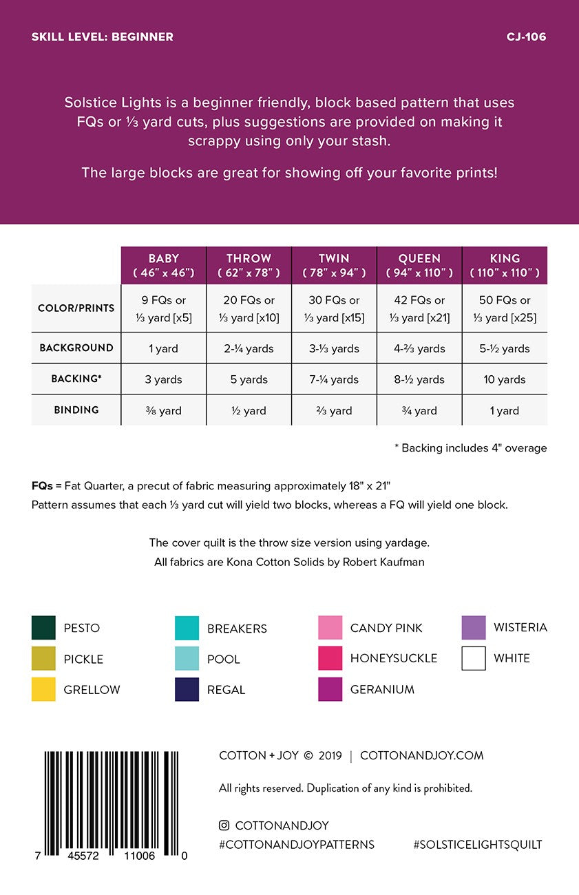 Solstice Lights Quilt Pattern by Cotton and Joy