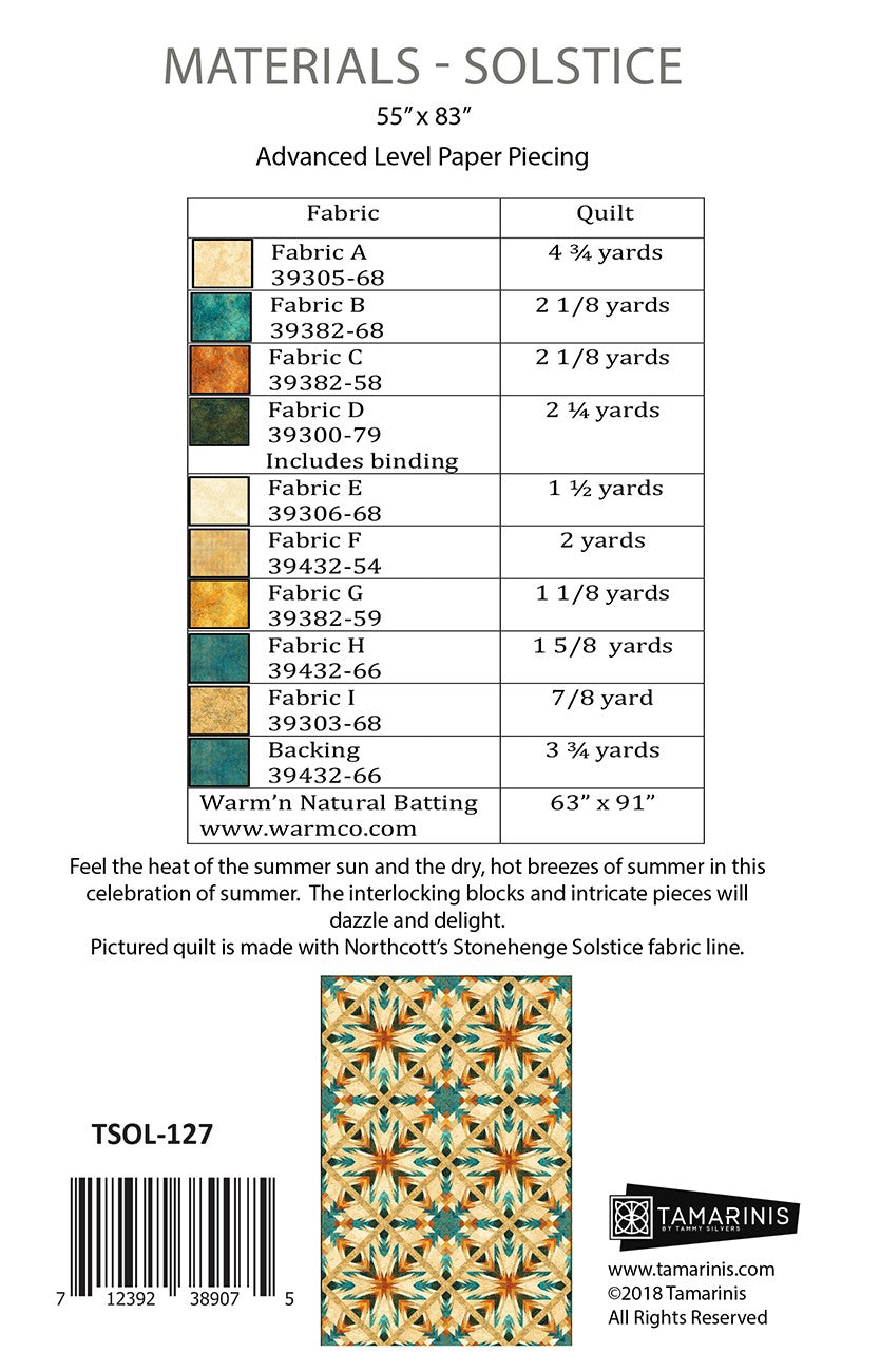 Solstice Quilt Pattern by Tamarinis
