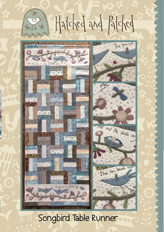 Song Bird Table Runner Applique Pattern by Hatched & Patched
