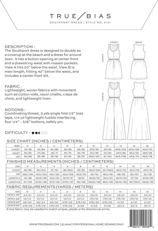 Southport Dress Pattern by TrueBias Patterns : Size 0-18 - Special Order