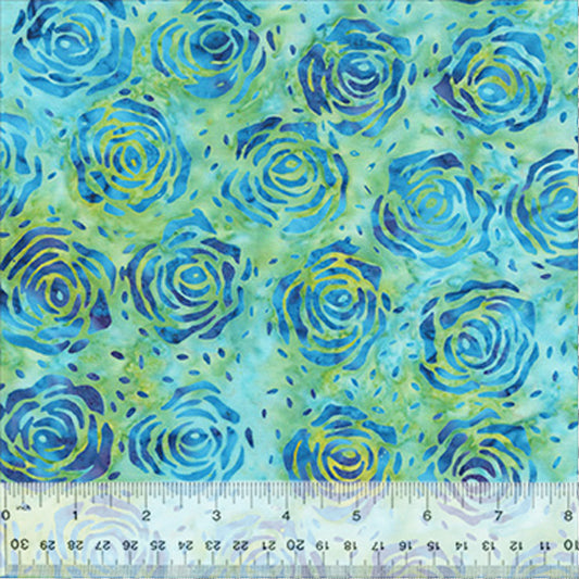 Splendor Quiltessentials 7 Batiks by Anthology Fabrics : Roses Aquamarine 446Q-3
