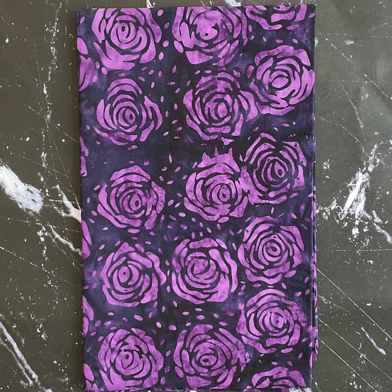 Splendor Quiltessentials 7 Batiks by Anthology Fabrics : Roses Eggplant 446Q-4