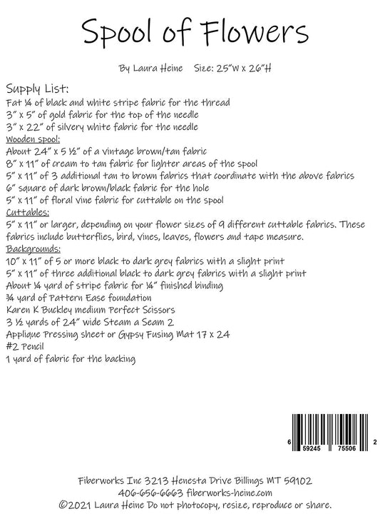 Spool of Flowers Collage Pattern by Laura Heine # FWLHSOF - Special Order