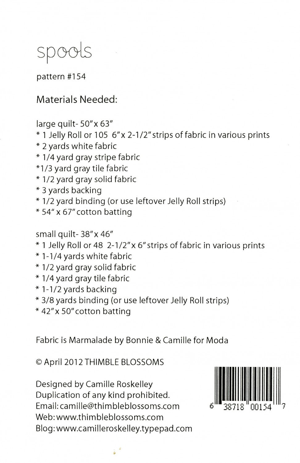 Spools Quilt Pattern by Thimble Blossoms