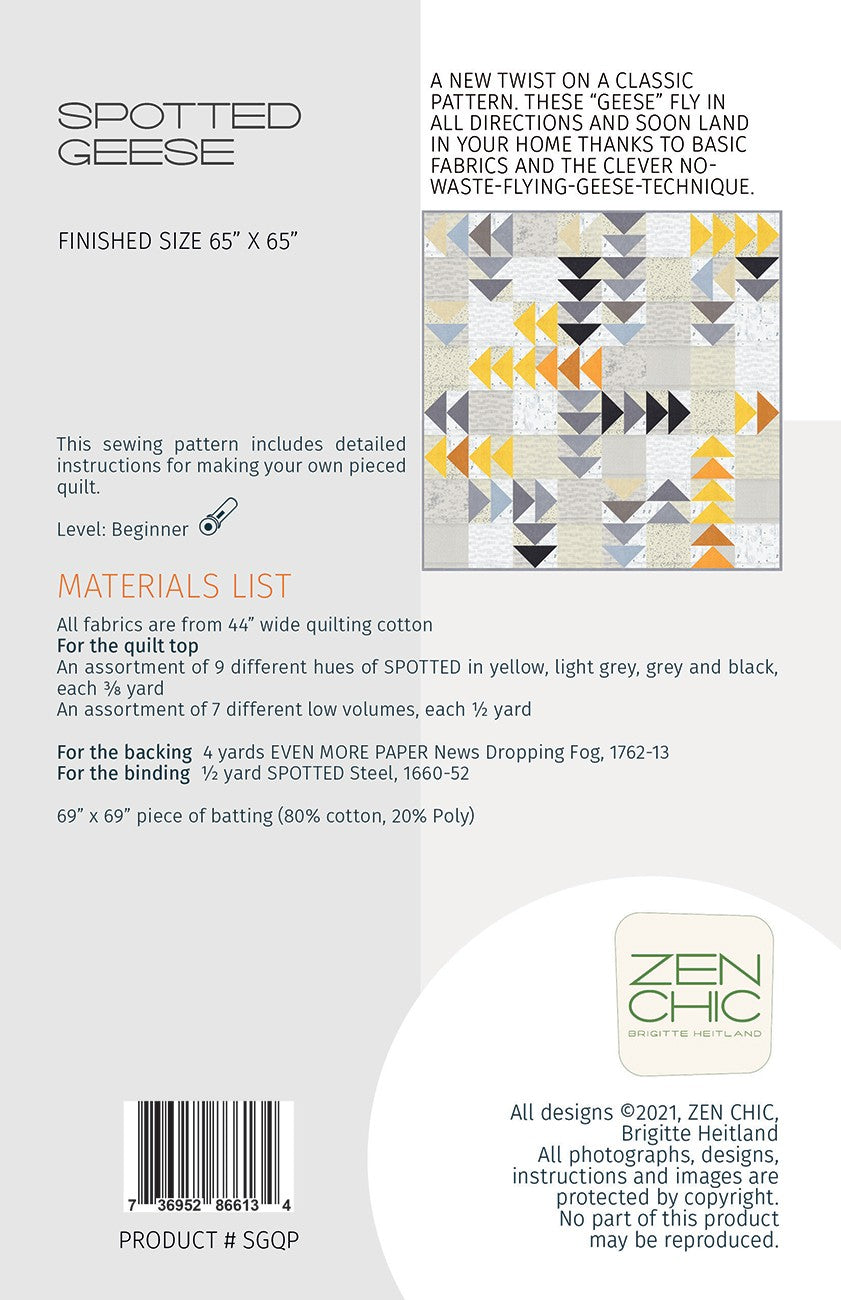 Spotted Geese Quilt Pattern by Zen Chic
