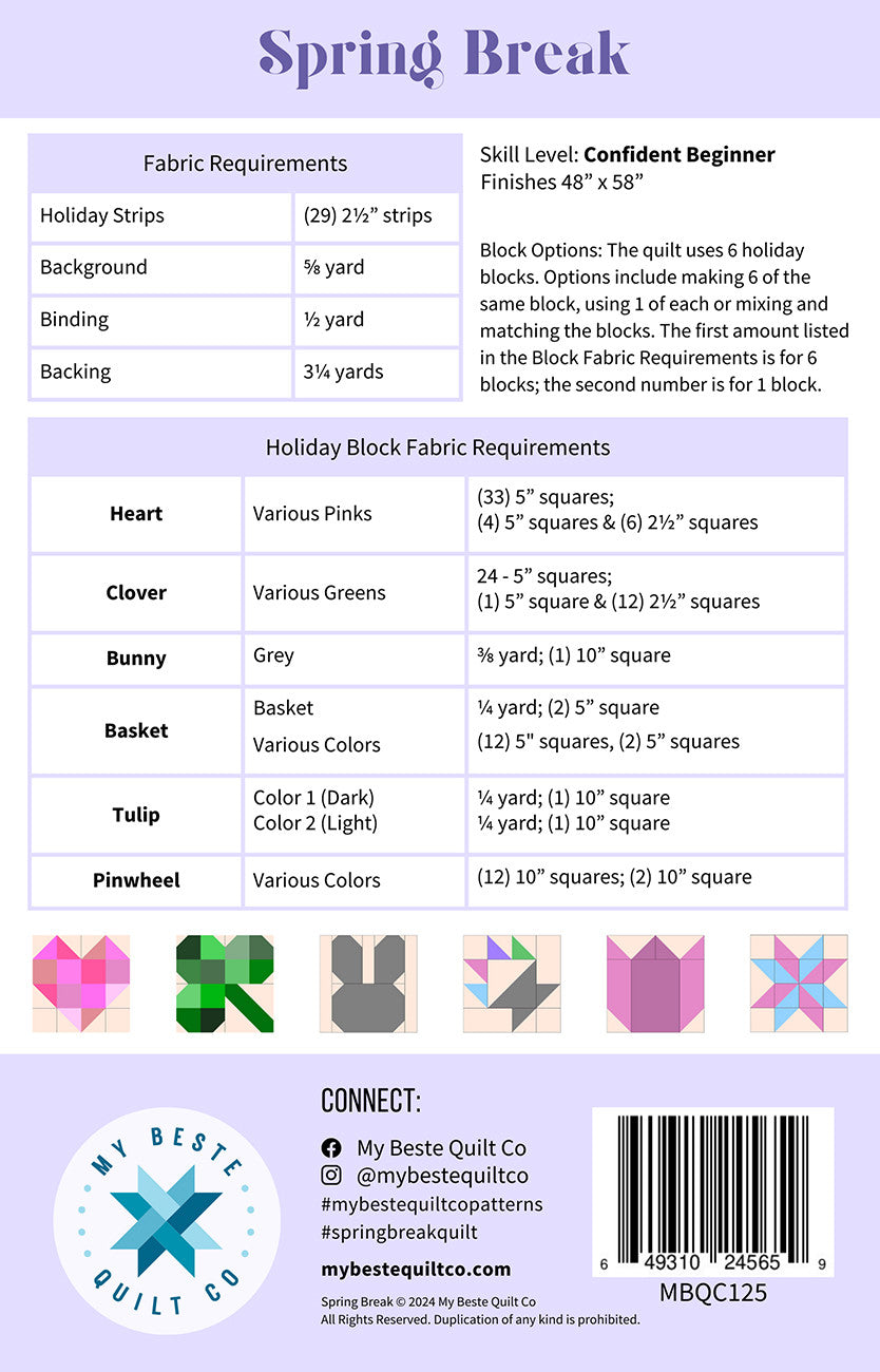 Spring Break Quilt Pattern by My Beste Quilt Co.