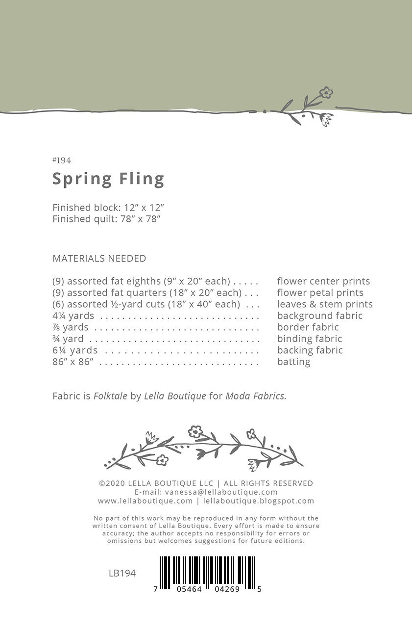 Spring Fling Quilt Pattern by Lella Boutique