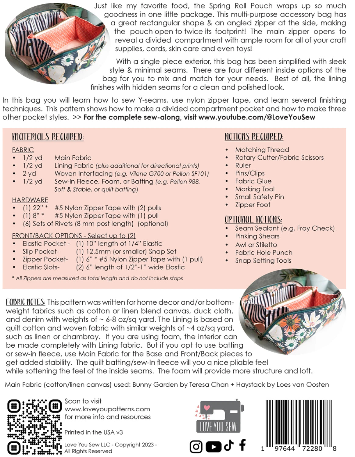 Spring Roll Pattern Spring Roll Pouch Pattern by Knot & Thread Design – Modern Quilt Co.