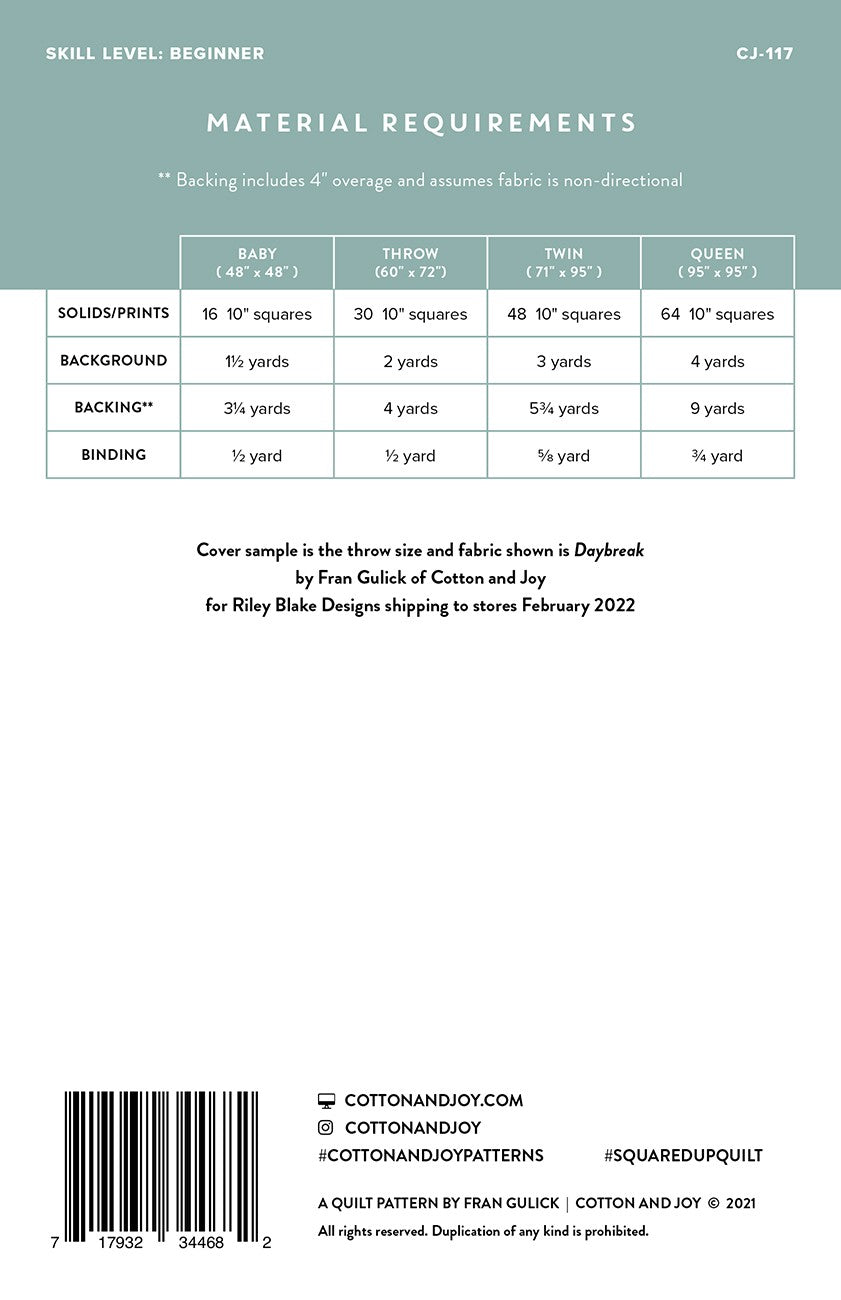 Squared Up Quilt Pattern by Cotton and Joy