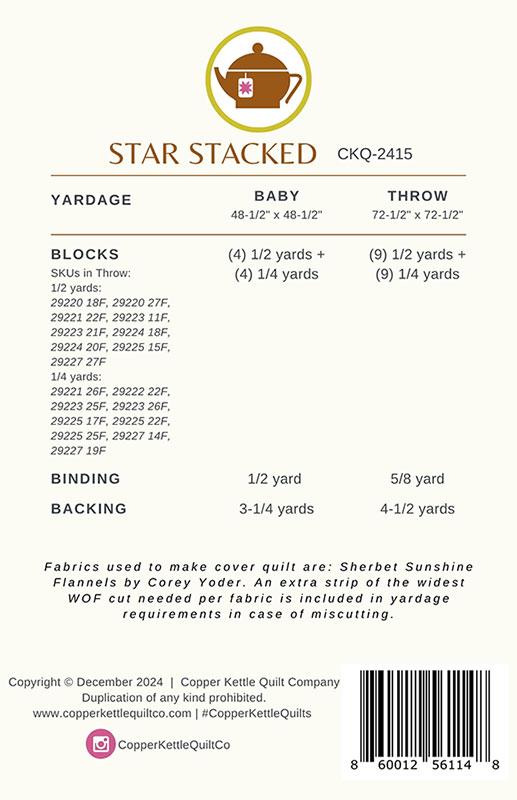 Star Stacked Quilt Pattern by Copper Kettle Quilt Company