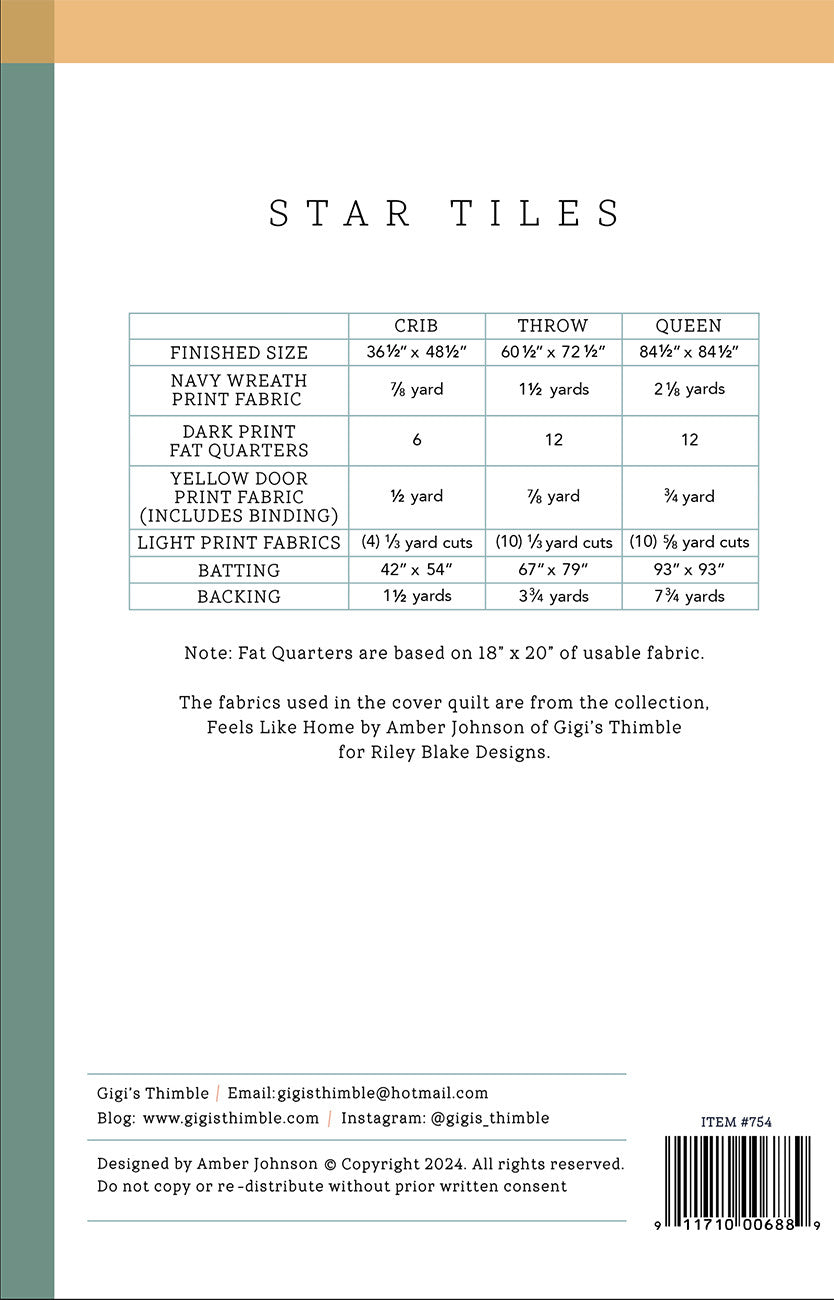 Star Tiles Quilt Pattern by Gigi's Thimble