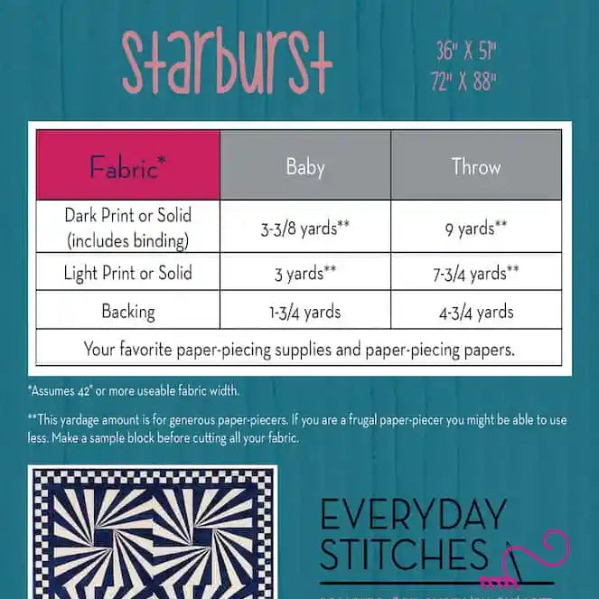 Starburst Quilt Pattern by Everyday Stitches