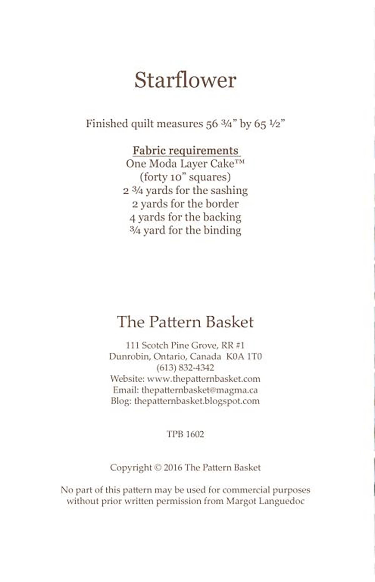 Starflower Quilt Pattern by The Pattern Basket