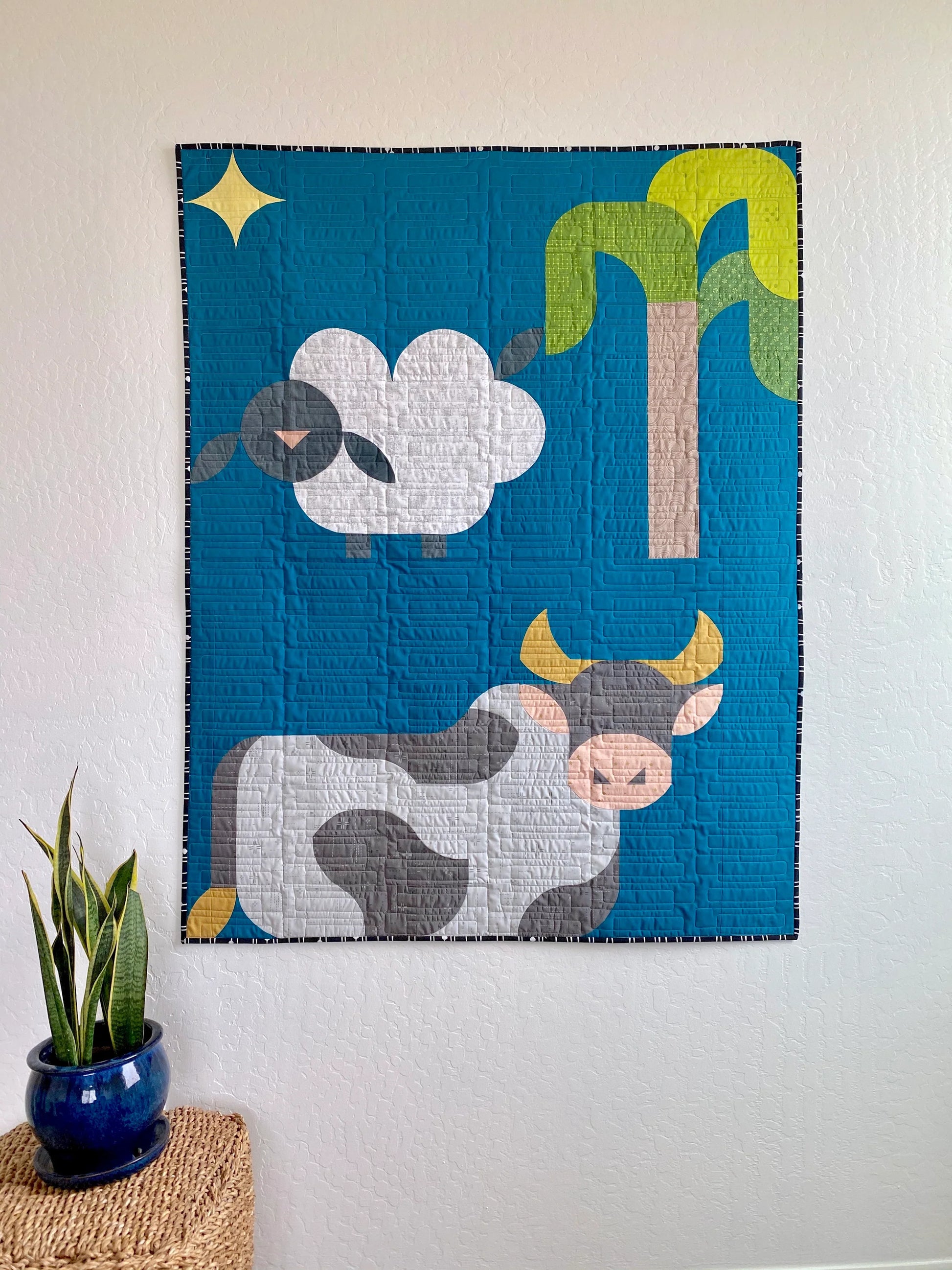 Starry Night Cow Bonus Block Pattern by Sew Kind of Wonderful