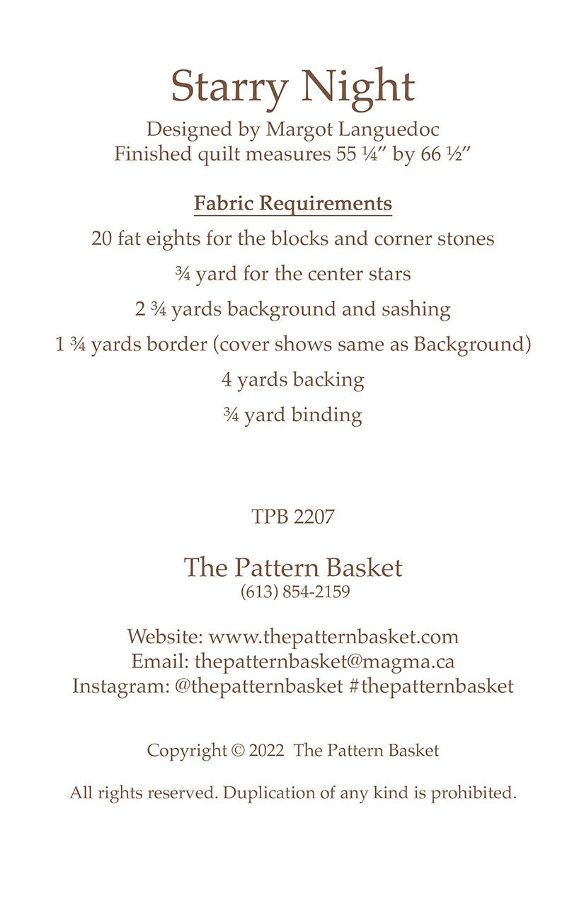 Starry Night Quilt Pattern by The Pattern Basket