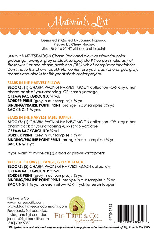 Stars of the Harvest Quilt Pattern by Fig Tree & Co.