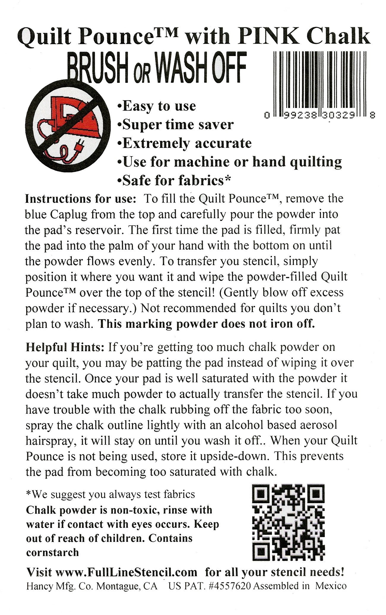 Stencil Chalk Transfer Quilt Pounce Pad Pink # QPP - Special Order