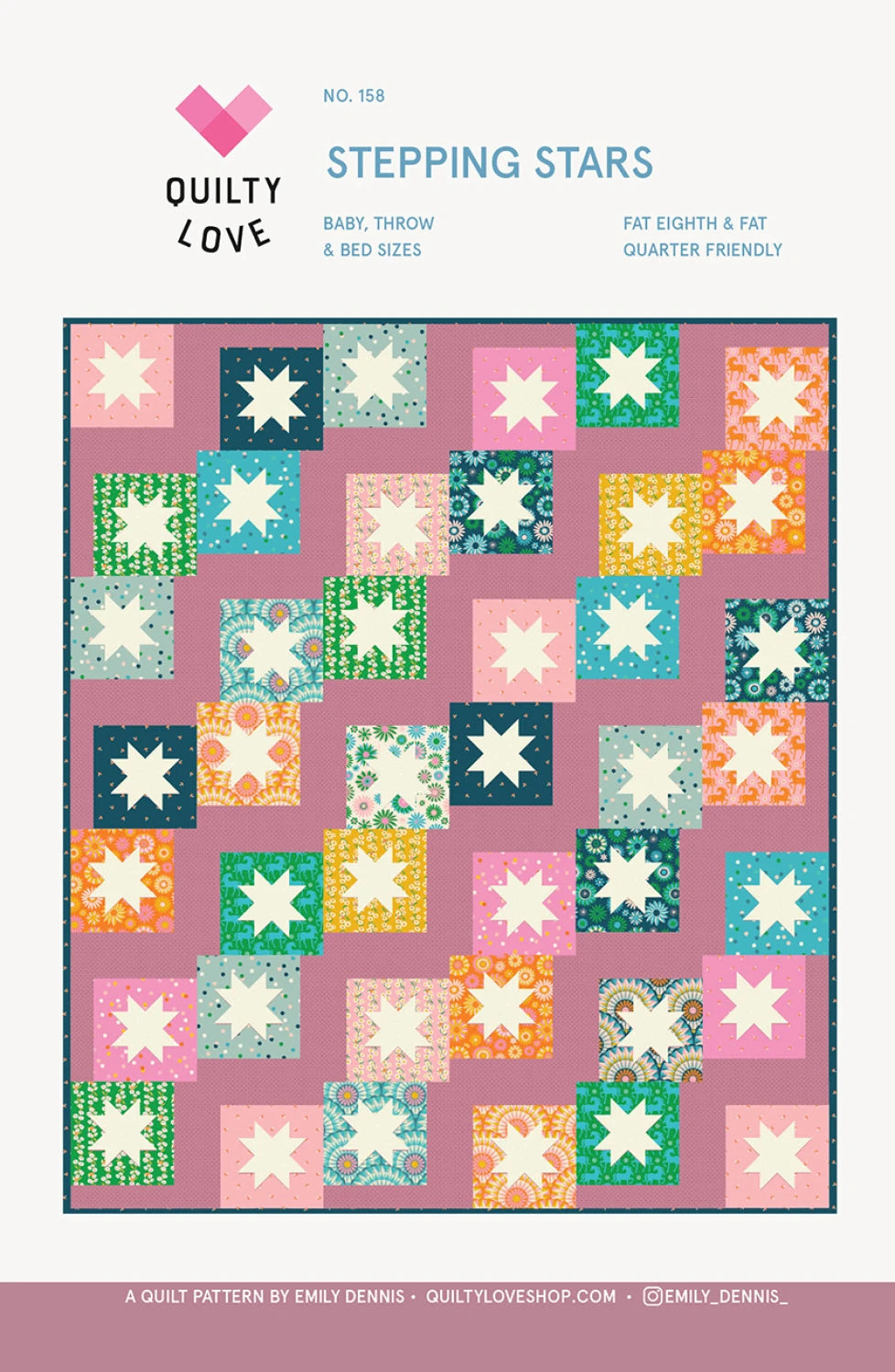 Stepping Stars Quilt Pattern by Quilty Love