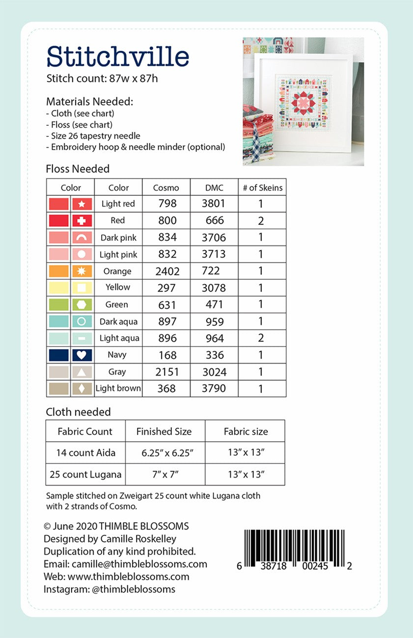 Stitchville Cross Stitch Pattern by Thimble Blossoms