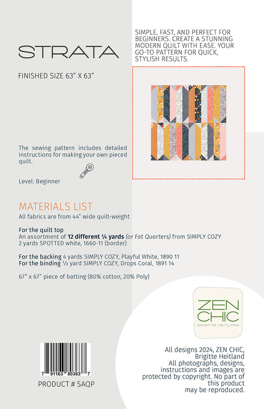 Strata Quilt Pattern by Zen Chic