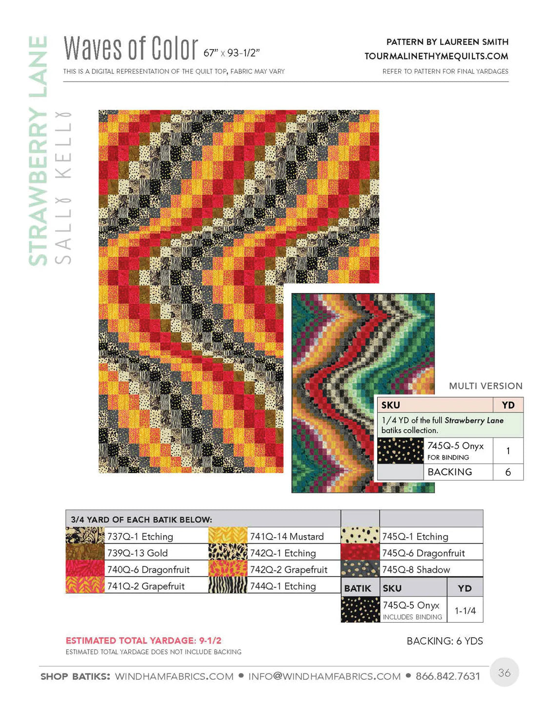 Strawberry Lane by Sally Kelly : Waves of Color Quilt Kit