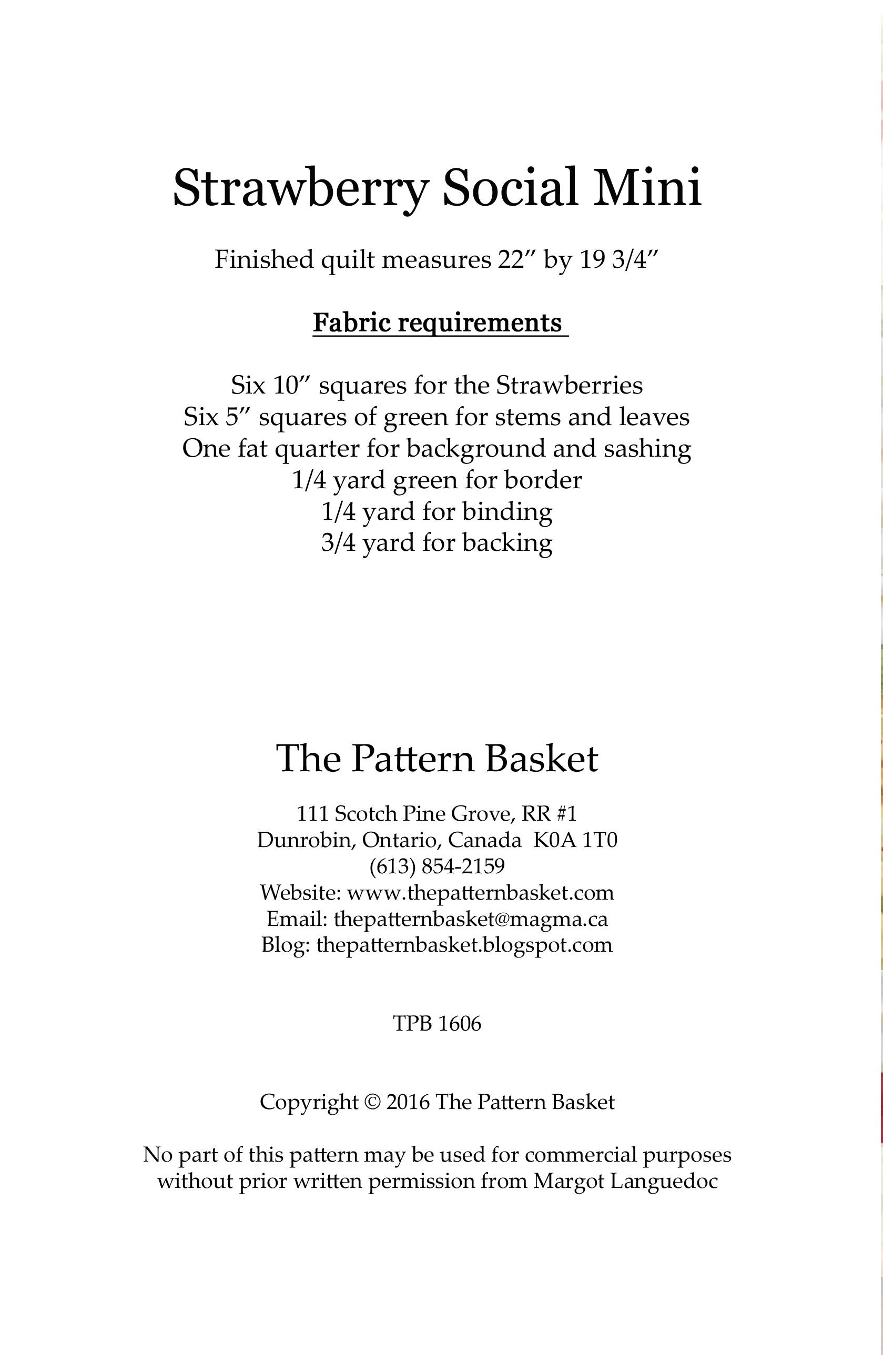 Strawberry Social Mini Quilt Pattern by The Pattern Basket