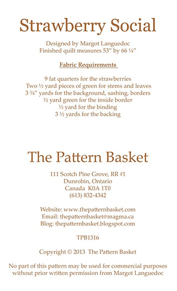 Strawberry Social Quilt Pattern by The Pattern Basket