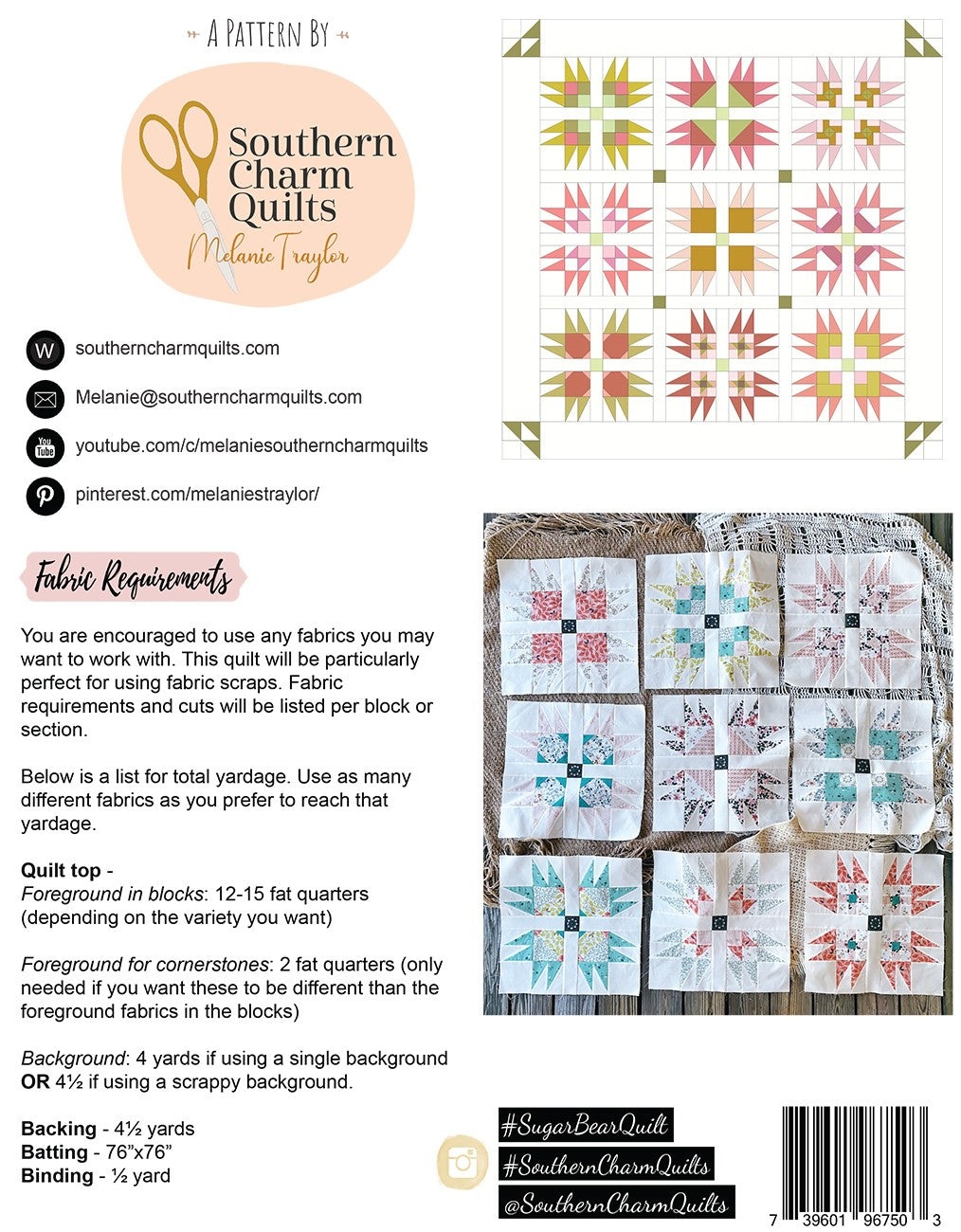 Sugar Bear Quilt Pattern by Southern Charm Quilts