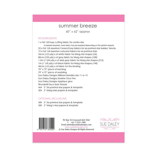 Summer Breeze Quilt Pattern # PSD-BREEZE - Special Order