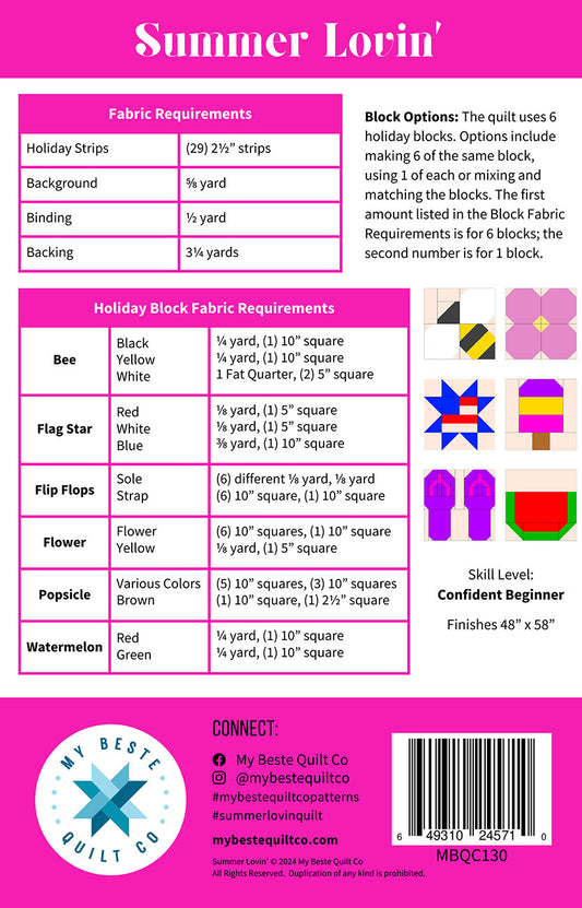 Summer Lovin' Quilt Pattern by My Beste Quilt Co.