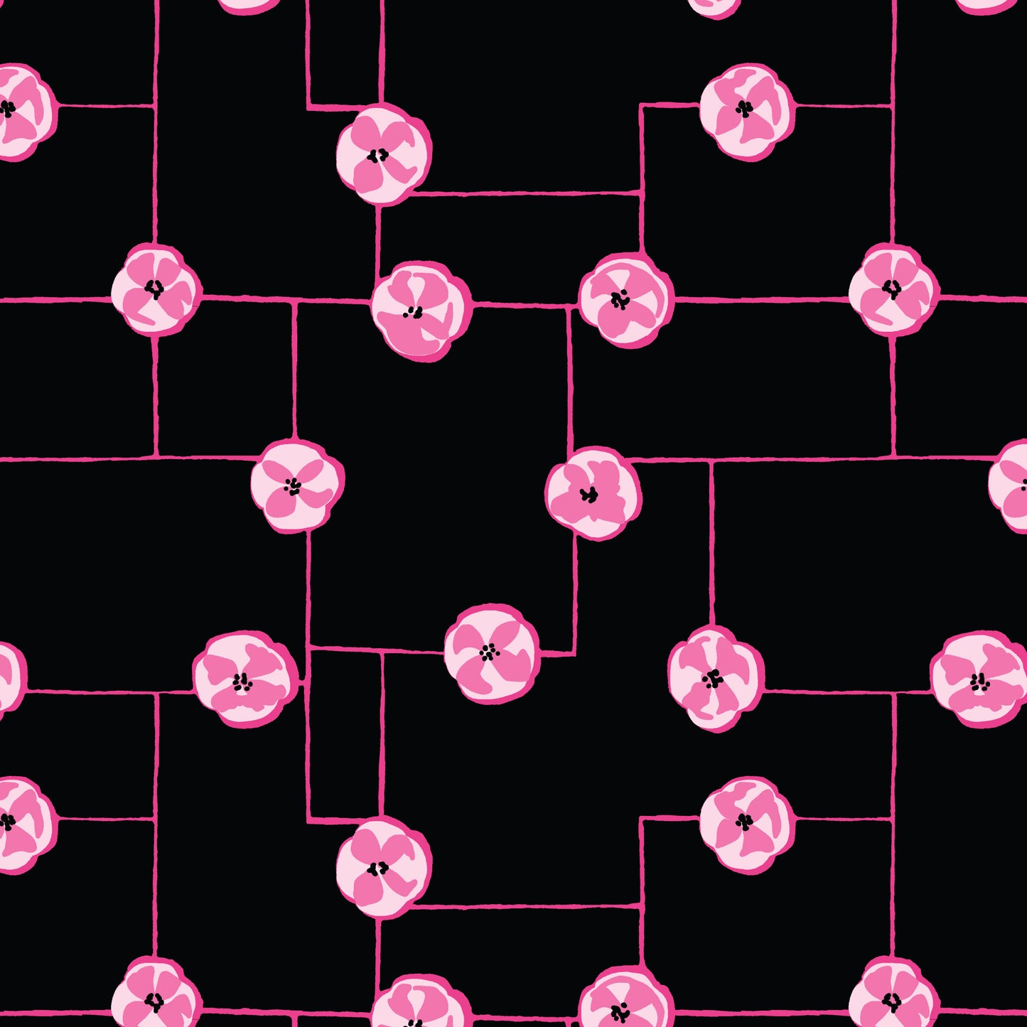 Summer Sun by Vera® : Floral Grid Black 228817