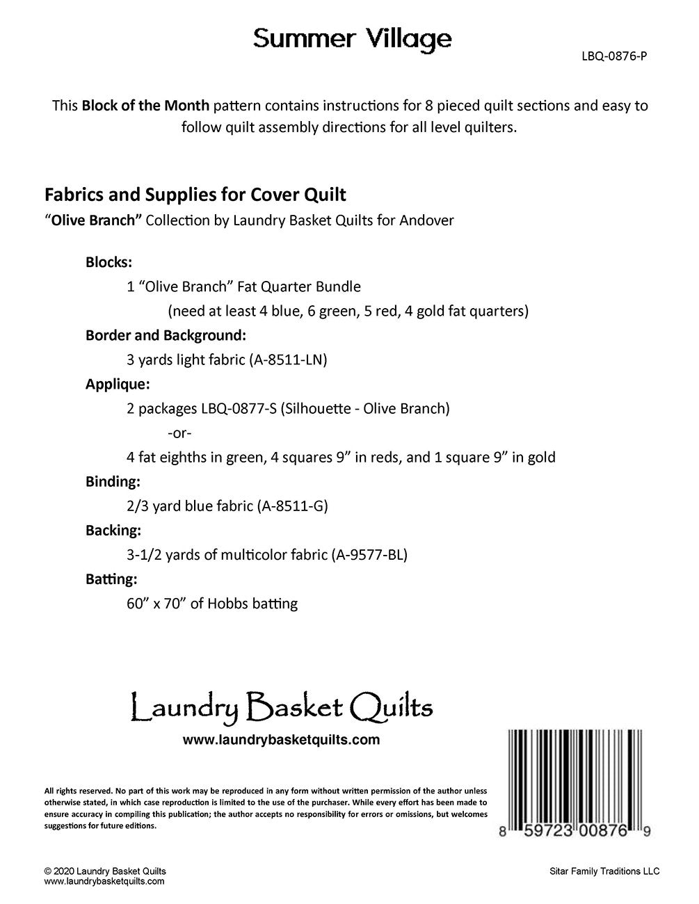 Summer Village Quilt Pattern by Laundry Basket Quilts